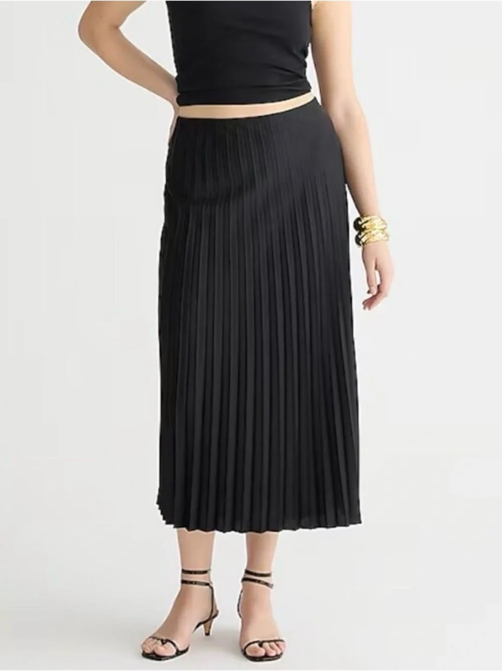 J.Crew Gwyneth Pleated Slip Skirt in Black